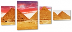 piramidy, egipt, afryka, faraon, staroytno, pustynia, lato, upa, zachd soca, piasek, wydmy, czerwone niebo