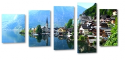 hallstatt, hallstattersee, alpy, austria, jezioro, gry, widok, krajobraz, pejza