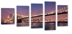 skyline, nowy jork, new york, brooklyn, east river, most, rzeka, ciemno, dark, noc