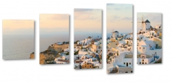 grecja, oia santorini, wyspa, biae domy, krajobraz, morze, wakacje, zachd, wzgrze