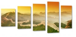 mur chinski, mur, chiny, azja, turystyka, wycieczka, zwiedzanie, natura, zachd soca, czerwone niebo, krajobraz, widok, pejza
