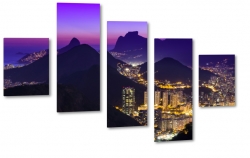 rio de janeiro, brazylia, gry, miasto noc, blask, fiolet