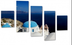 grecja, oia santorini, wyspa, biae domy, krajobraz, morze, wakacje, wzgrze