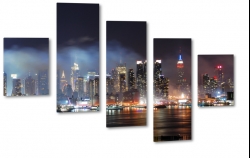 nowy jork, new york, skyline, empire state building, usa, miasto, metropolia, city, dark, noc, dym, mga