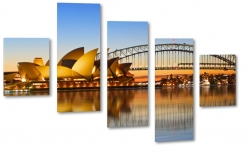 harbour bridge, sydney, australia, most, opera house, zatoka, port jackson, widok, krajobraz