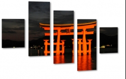 itsukushima, miyajima, brama torii, morze japoskie, podr, noc, dark, ciemno