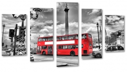 londyn, london, anglia, wielka brytania, bus, autobus, czerwony, szary