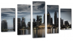 singapur, miasto, metropolia, city, dark, ciemny, chmury