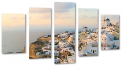 grecja, oia santorini, wyspa, biae domy, krajobraz, zachd 