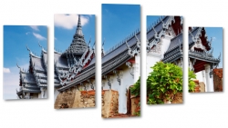 tajlandia, sanphet, paac, witynia, lato, dom, szary, dach, architektura, pikno, bogactwo, kultura