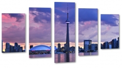 cn tower, toronto, kanada, city, metropolia, miasto, horyzont, fiolet