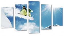 snowboard, deska, sport, gry, zima, soce, promienie 