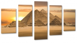 piramidy, egipt, afryka, pustynia, lato, upa, zachd soca, piasek, wydmy