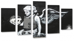 hamlet, graffiti, anio, dziewczynka, skrzyda, czaszka, mural, art, artystycznie