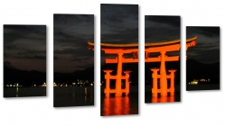 itsukushima, miyajima, brama torii, morze japoskie, podr, noc, dark, ciemno
