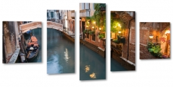 wenecja, canal grande, cienina, kamienice, gondola, kultura, wochy, wodne miasto, wieczr, most, przejcie