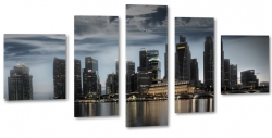 singapur, miasto, metropolia, city, dark, ciemny, chmury, skyline, brzeg, pochmurno, wieowce, panorama, czarny
