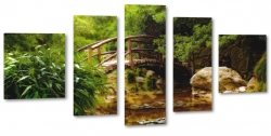 kadka, most, rolina, zielony, strumyk, rzeka, drewniany mostek