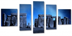 ruiny, kamie, niebo, gwiazdy, stonehenge, noc, monumenty, granatowy