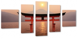 torii, soce, morze, wschd, witynia, Itsukushima Jinja, japonia
